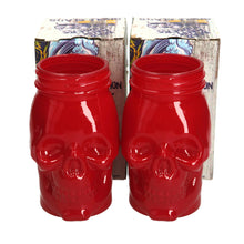 Load image into Gallery viewer, 2 X New Rare RED Dead Mans Fingers Skull Head Spiced Rum Glass 3/4 pint
