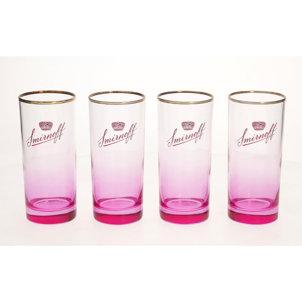 4 x Smirnoff raspberry crush vodka glass