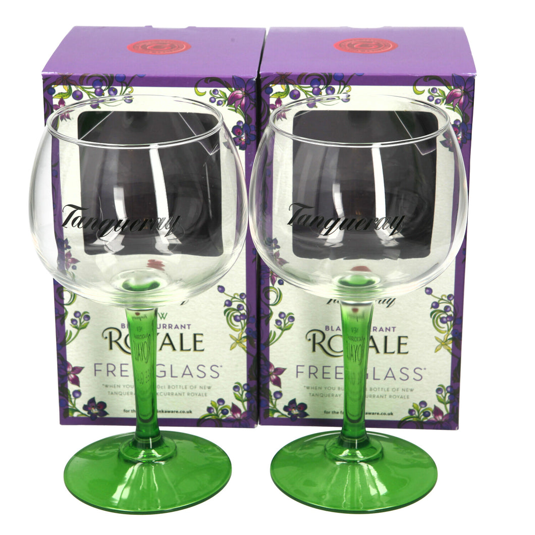2 x Tanqueray Royale Green Steamed Balloon Glass. BOXED.COLLECTABLES.Bar. Pub