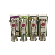 Load image into Gallery viewer, 4 x 25ml/50ml Spirit Measure Double Jigger Tanqueray. Bar. Party. Mixed
