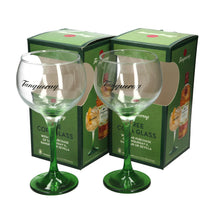 Load image into Gallery viewer, 2 x Tanqueray Gin Large Green Steamed Balloon Glass. BOXED.COLLECTABLES
