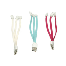 Load image into Gallery viewer, 2 x 3 in 1 Multi charger USB Charging Cable For iPhone &amp; Android Phone. WHITE
