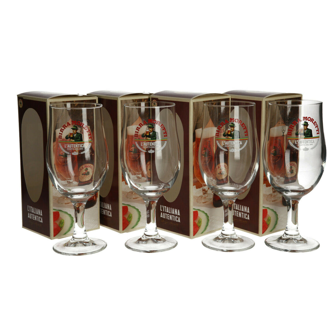 4 x New Birra Moretti Schooner Glasses (2/3 Pint)