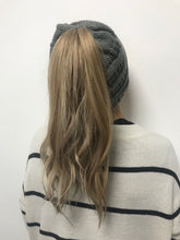 Load image into Gallery viewer, Grey Ladies Pony Tail Beanie Hat, pony tail hat, hat with pony tail hole
