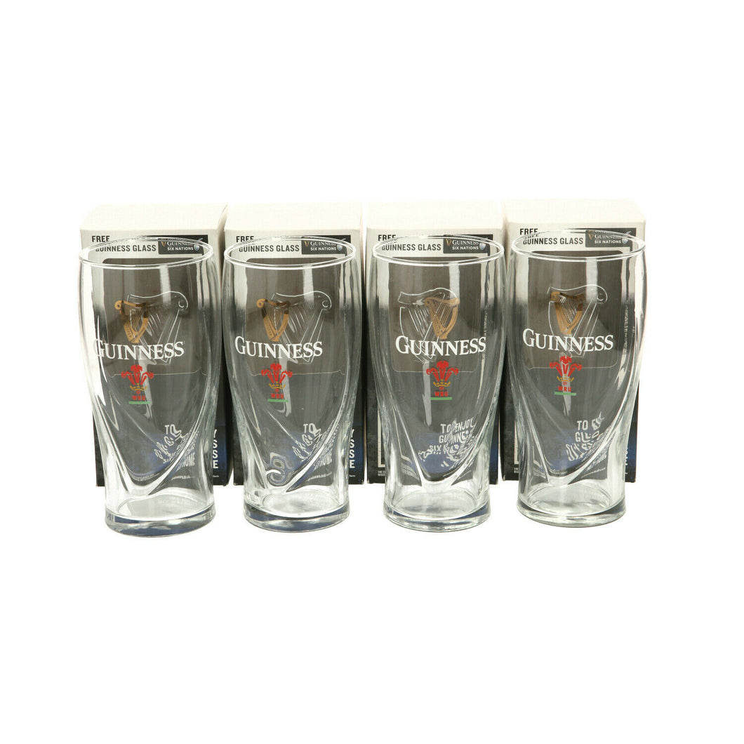 4 x GUINNESS TULIP GLASS SIX 6 NATIONS.  WALES