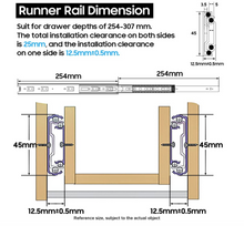 Load image into Gallery viewer, YENUO 3 Pairs Full Extension Drawer Runners Side Mount Sliders 14&quot; 45KG
