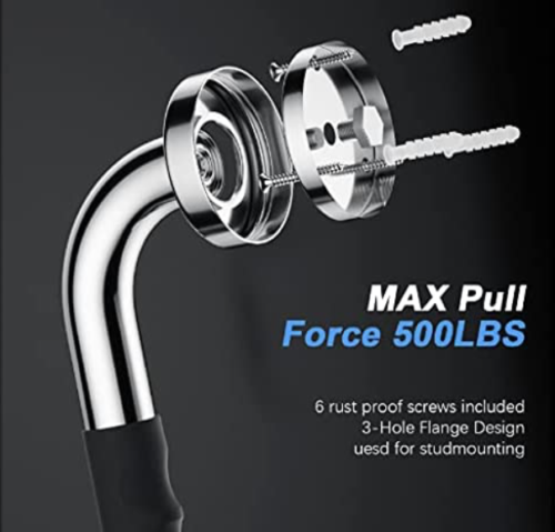 16 Inch (450mm) Straight Shower Bed Bath Grab Bar Handle Chrome Rubber Grip