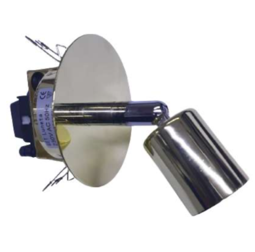 4 x Single Ceiling spot flat plate with 50W GU10 Lamp Brass