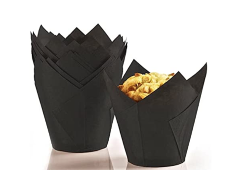 Black Tulip Muffin Wraps Cases Professional Greased Easy Peeling Paper Style 200 cases