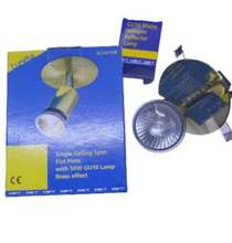 Load image into Gallery viewer, 4 x Single Ceiling spot flat plate with 50W GU10 Lamp Brass
